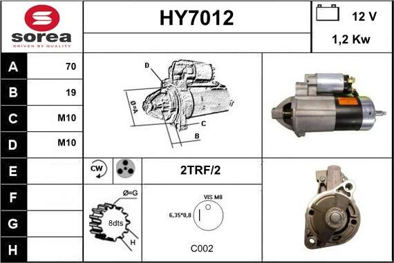 Sera HY7012 - Стартер autospares.lv