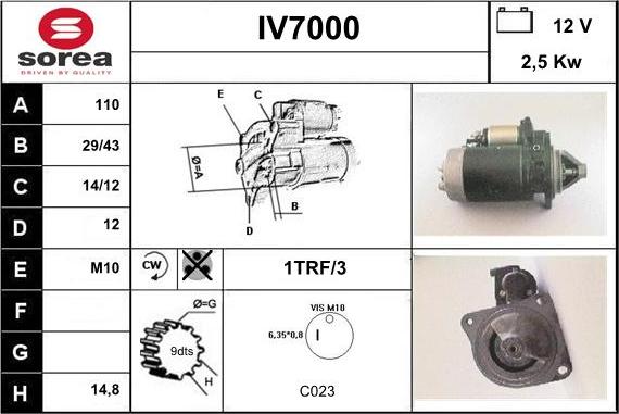 Sera IV7000 - Стартер autospares.lv