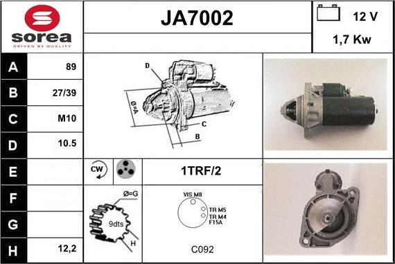 Sera JA7002 - Стартер autospares.lv