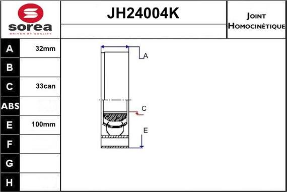 Sera JH24004K - Шарнирный комплект, ШРУС, приводной вал autospares.lv