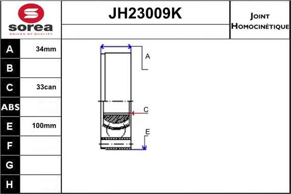 Sera JH23009K - Шарнирный комплект, ШРУС, приводной вал autospares.lv