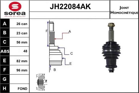 Sera JH22084AK - Шарнирный комплект, ШРУС, приводной вал autospares.lv