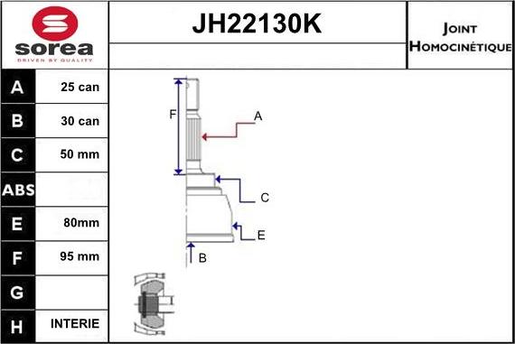 Sera JH22130K - Шарнирный комплект, ШРУС, приводной вал autospares.lv
