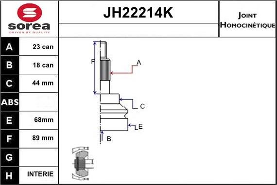 Sera JH22214K - Шарнирный комплект, ШРУС, приводной вал autospares.lv