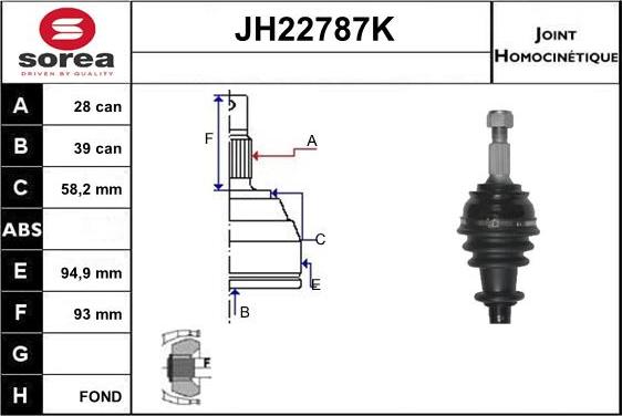 Sera JH22787K - Шарнирный комплект, ШРУС, приводной вал autospares.lv