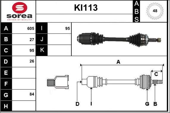 Sera KI113 - Приводной вал autospares.lv