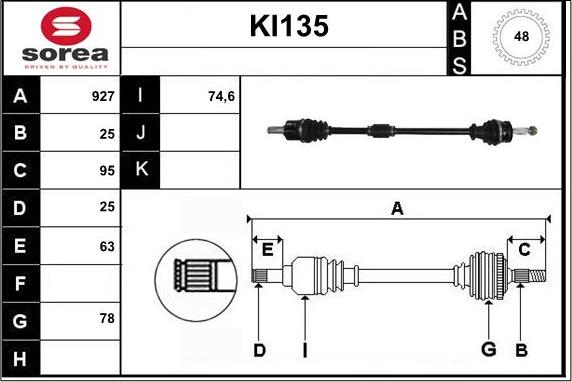 Sera KI135 - Приводной вал autospares.lv