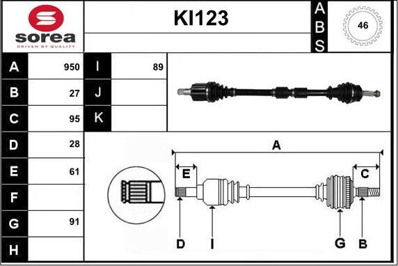 Sera KI123 - Приводной вал autospares.lv