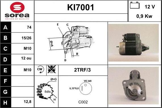 Sera KI7001 - Стартер autospares.lv