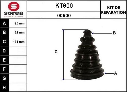 Sera KT600 - Пыльник, приводной вал autospares.lv