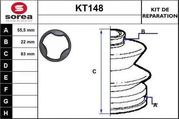 Sera KT148 - Пыльник, приводной вал autospares.lv