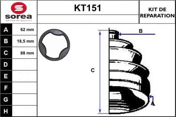 Sera KT151 - Пыльник, приводной вал autospares.lv