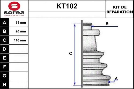 Sera KT102 - Пыльник, приводной вал autospares.lv