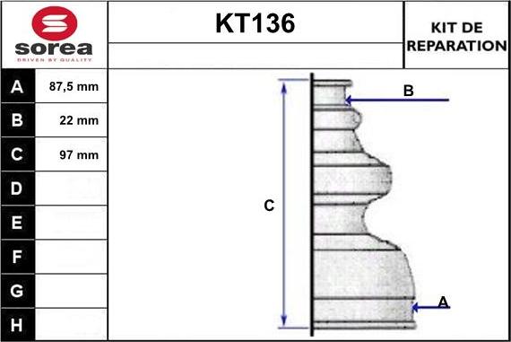 Sera KT136 - Пыльник, приводной вал autospares.lv