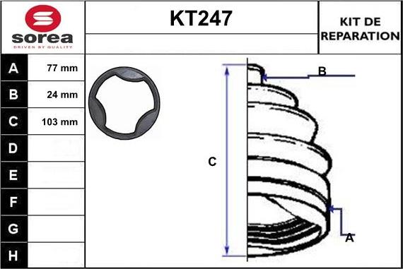 Sera KT247 - Пыльник, приводной вал autospares.lv