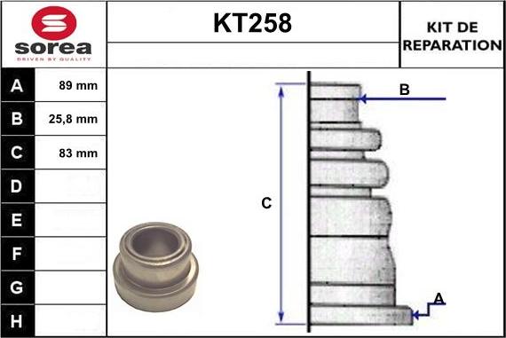 Sera KT258 - Пыльник, приводной вал autospares.lv