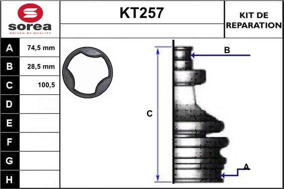 Sera KT257 - Пыльник, приводной вал autospares.lv