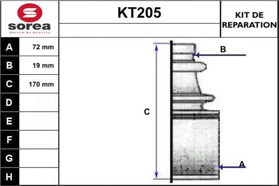 Sera KT205 - Пыльник, приводной вал autospares.lv