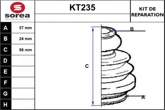 Sera KT235 - Пыльник, приводной вал autospares.lv