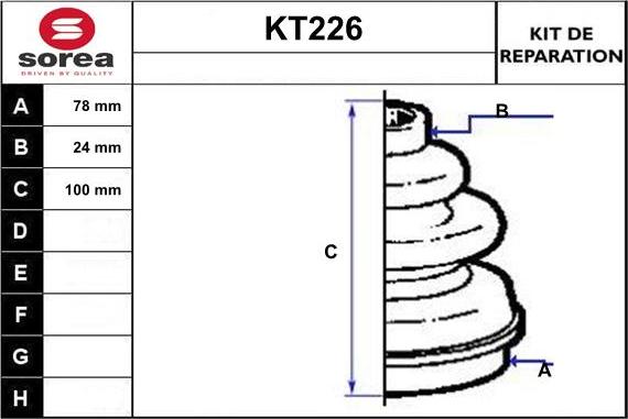 Sera KT226 - Пыльник, приводной вал autospares.lv