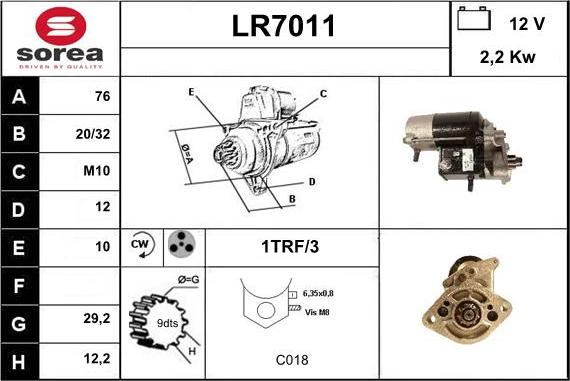 Sera LR7011 - Стартер autospares.lv