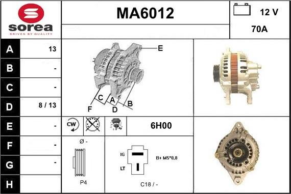 Sera MA6012 - Генератор autospares.lv