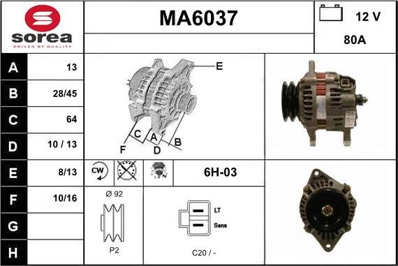 Sera MA6037 - Генератор autospares.lv