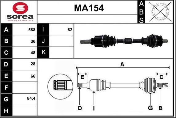 Sera MA154 - Приводной вал autospares.lv