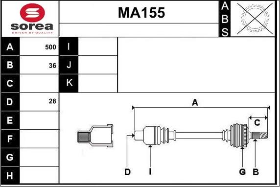 Sera MA155 - Приводной вал autospares.lv