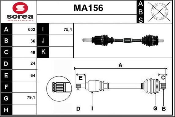 Sera MA156 - Приводной вал autospares.lv