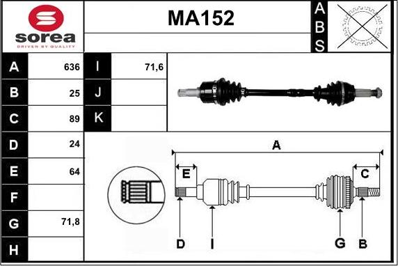 Sera MA152 - Приводной вал autospares.lv