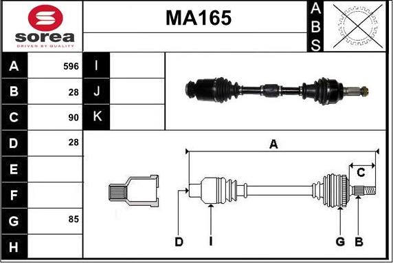 Sera MA165 - Приводной вал autospares.lv