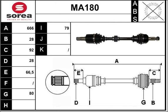 Sera MA180 - Приводной вал autospares.lv