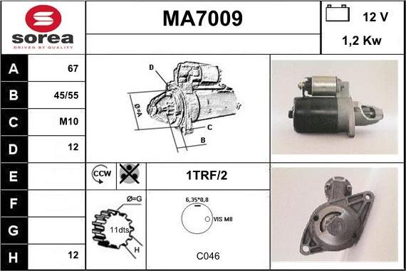 Sera MA7009 - Стартер autospares.lv