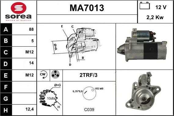 Sera MA7013 - Стартер autospares.lv