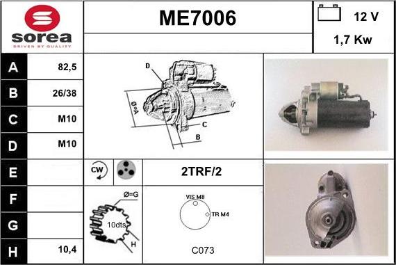 Sera ME7006 - Стартер autospares.lv