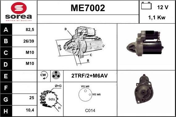 Sera ME7002 - Стартер autospares.lv