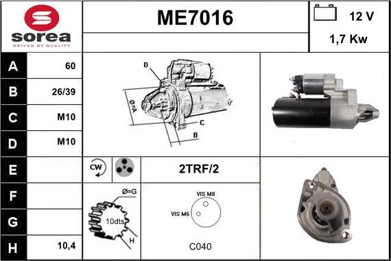 Sera ME7016 - Стартер autospares.lv