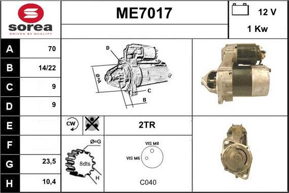 Sera ME7017 - Стартер autospares.lv