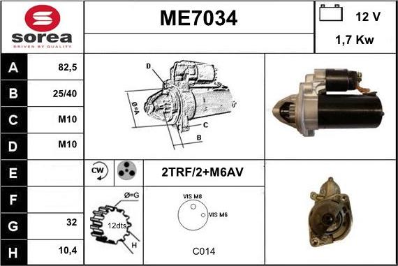 Sera ME7034 - Стартер autospares.lv