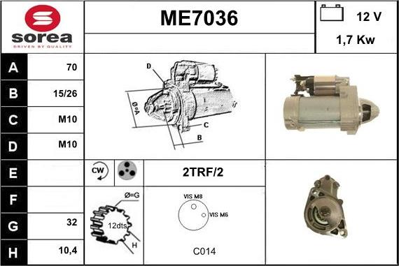 Sera ME7036 - Стартер autospares.lv