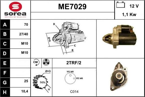 Sera ME7029 - Стартер autospares.lv