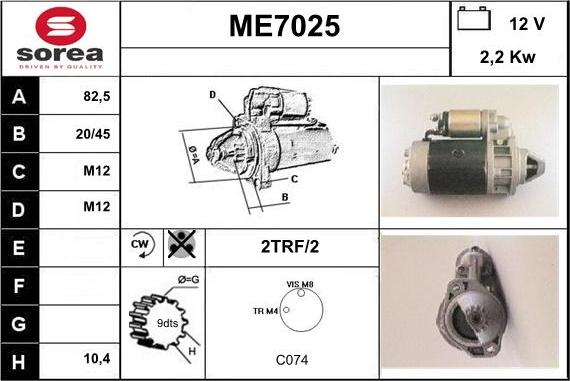 Sera ME7025 - Стартер autospares.lv