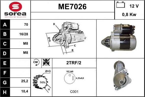 Sera ME7026 - Стартер autospares.lv