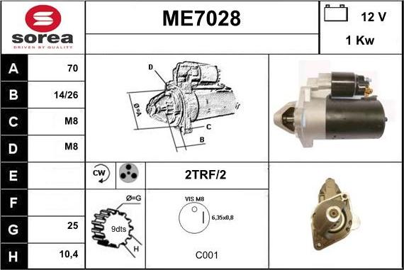 Sera ME7028 - Стартер autospares.lv