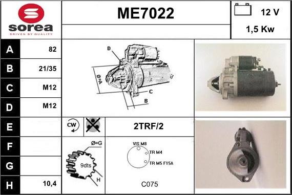 Sera ME7022 - Стартер autospares.lv