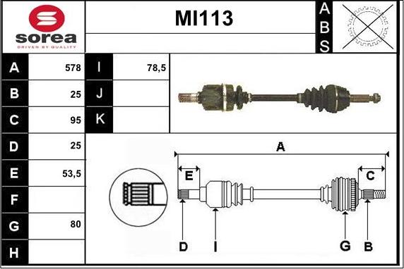 Sera MI113 - Приводной вал autospares.lv