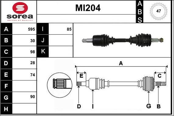 Sera MI204 - Приводной вал autospares.lv