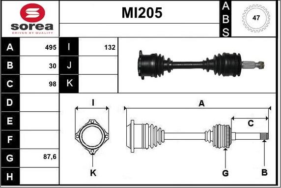 Sera MI205 - Приводной вал autospares.lv