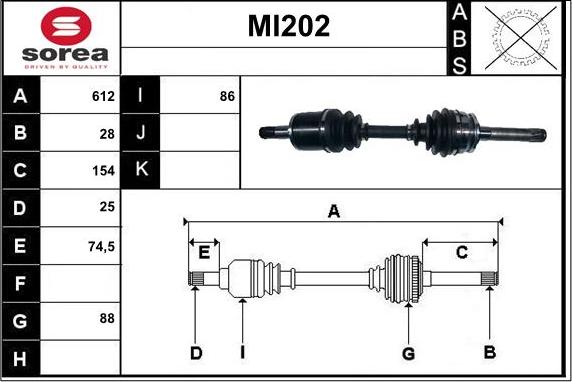 Sera MI202 - Приводной вал autospares.lv